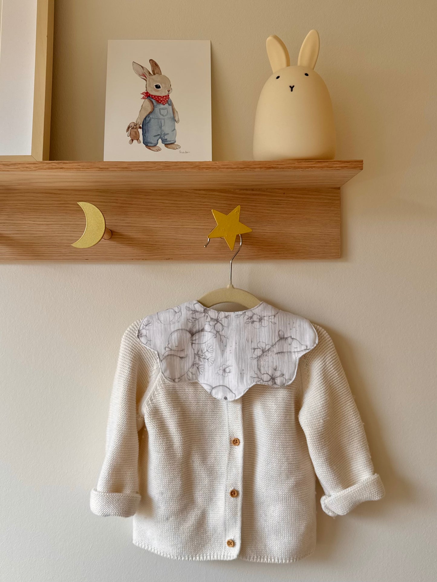 bavoir col fleur pour bébé fille double gaze coton animaux forêt