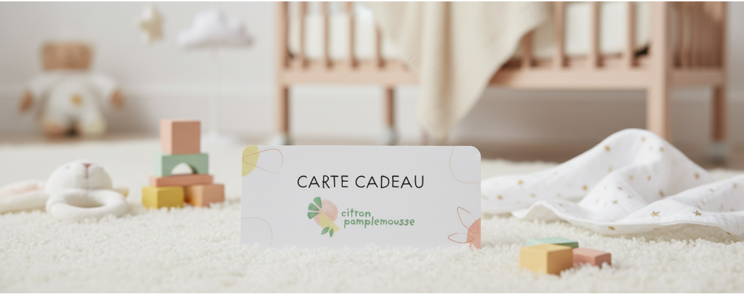 Carte cadeau Citron Pamplemousse pour créations bébé artisanales personnalisées fait main