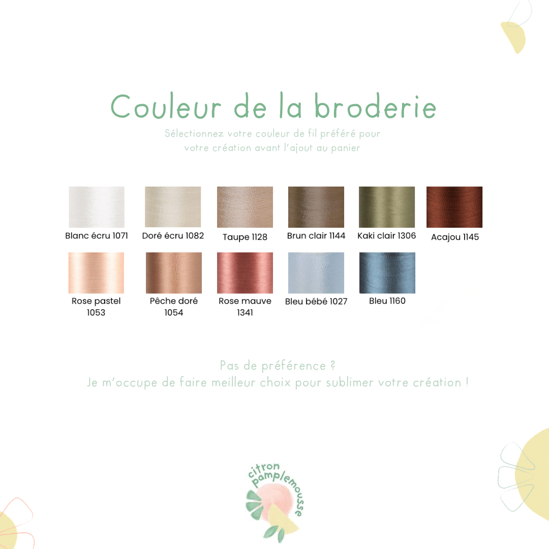 𧔠Personnalisation broderie : Prénom, mot doux ou date