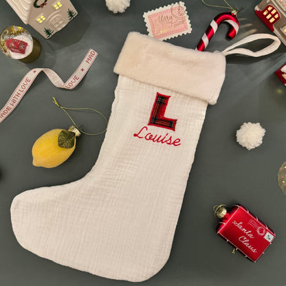 Chaussette de Noël personnalisée – Broderie prénom – Fait main en France