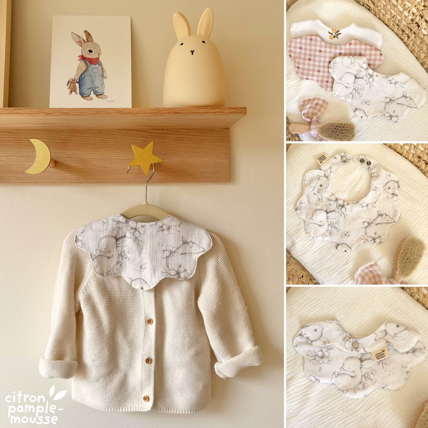 Bavoir col fleur bébé | Double gaze ou éponge