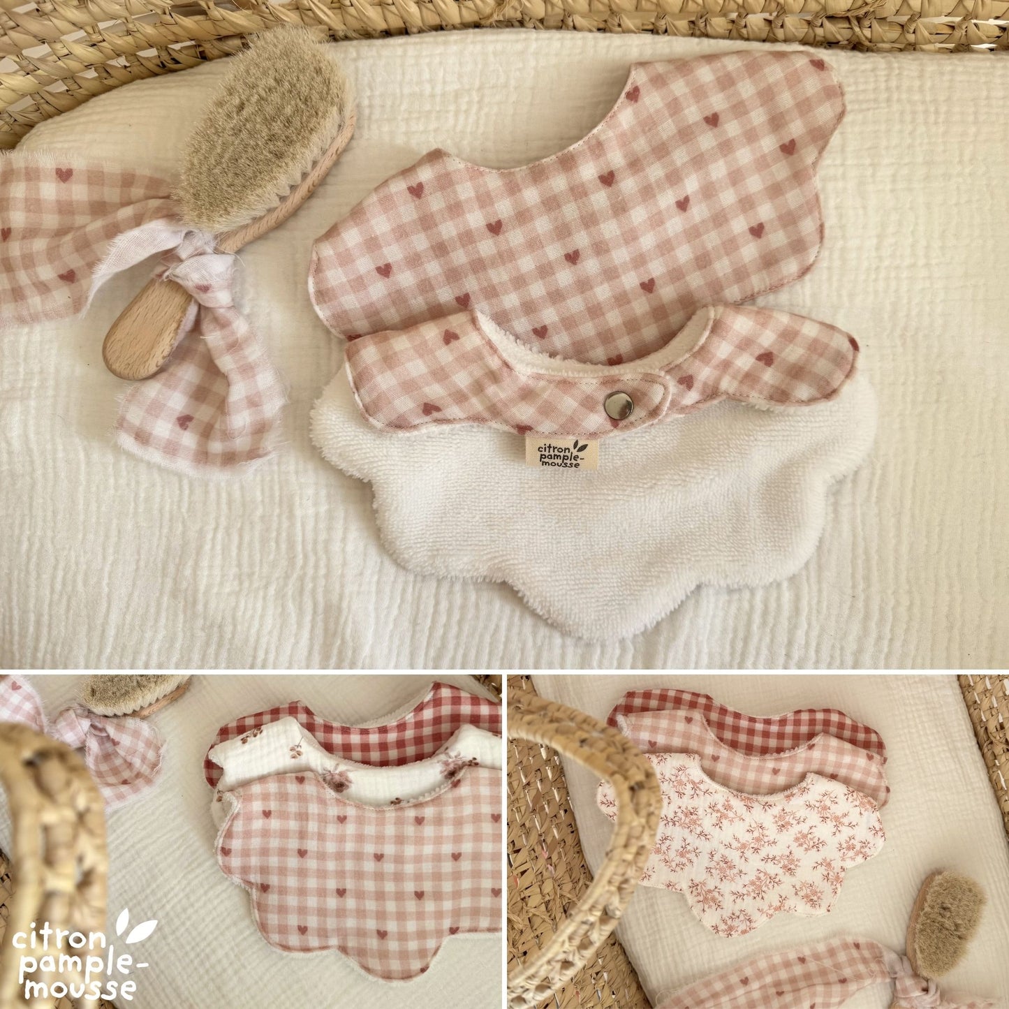 Bavoir col fleur bébé | Double gaze ou éponge