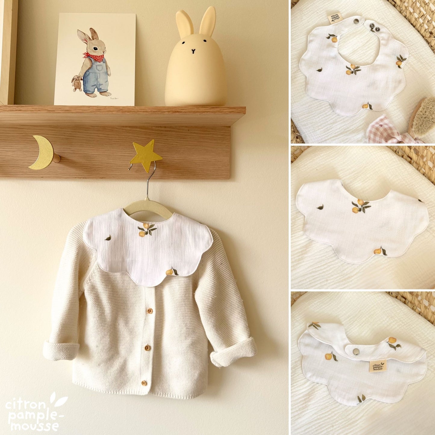 Bavoir col fleur bébé | Double gaze ou éponge