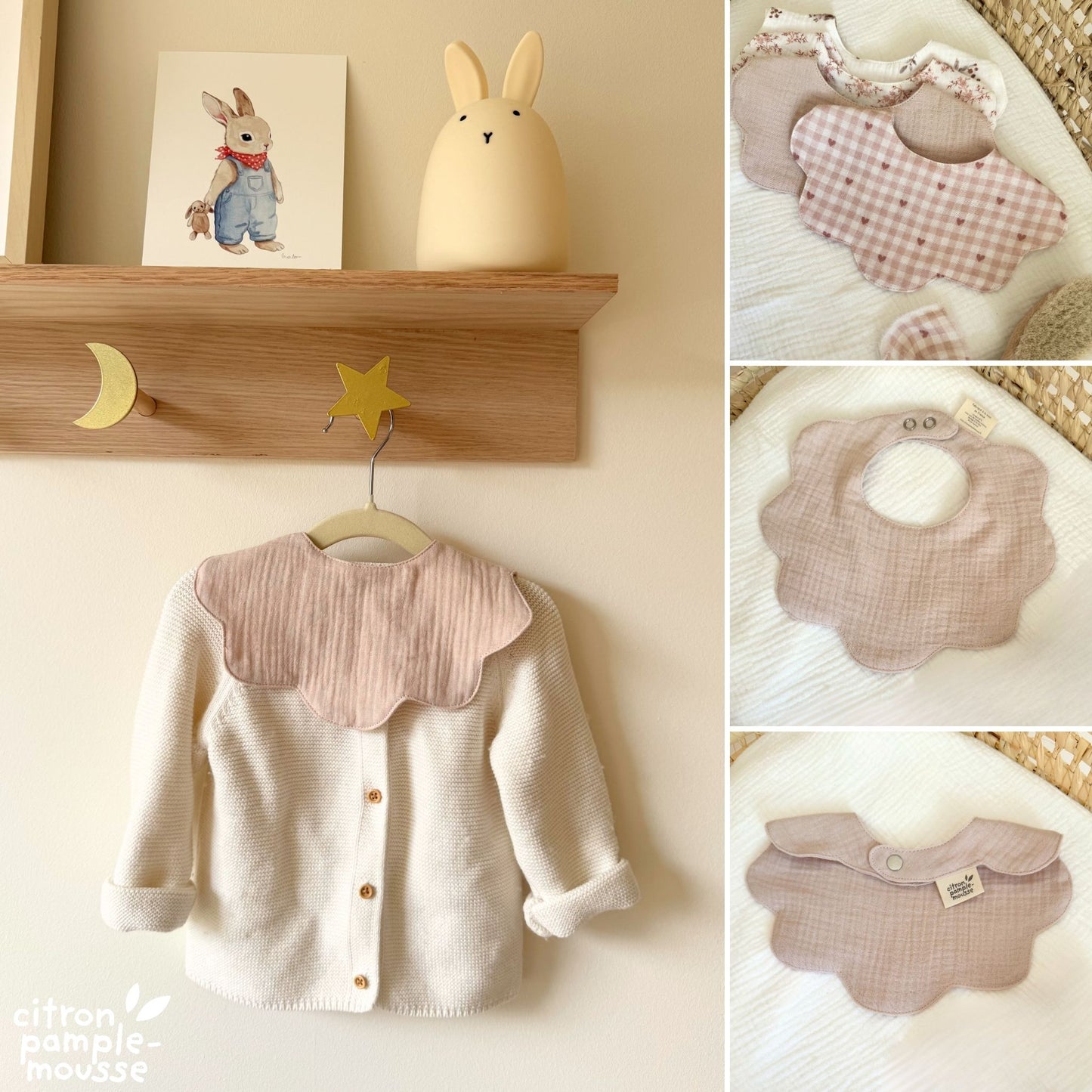 Bavoir col fleur bébé | Double gaze ou éponge
