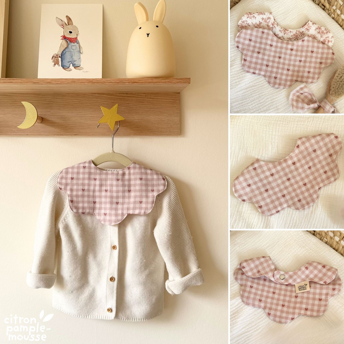 Bavoir col fleur bébé | Double gaze ou éponge