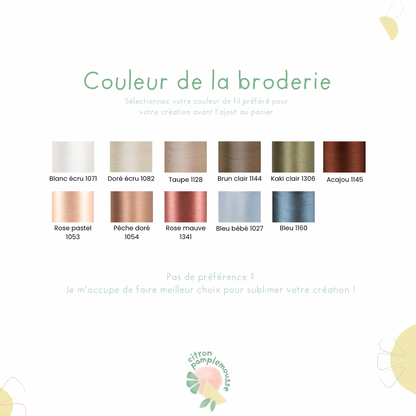 🧵 Personnalisation broderie : Prénom, mot doux ou date
