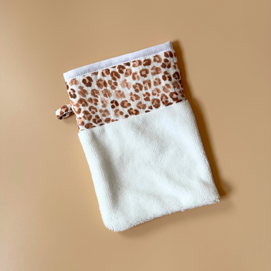 Gant de toilette léopard