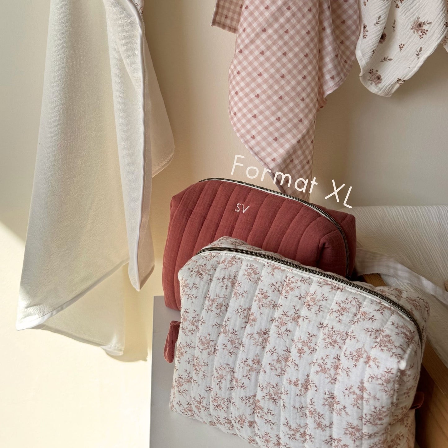 Trousse toilette bébé fille toile de jouy voyage bébé