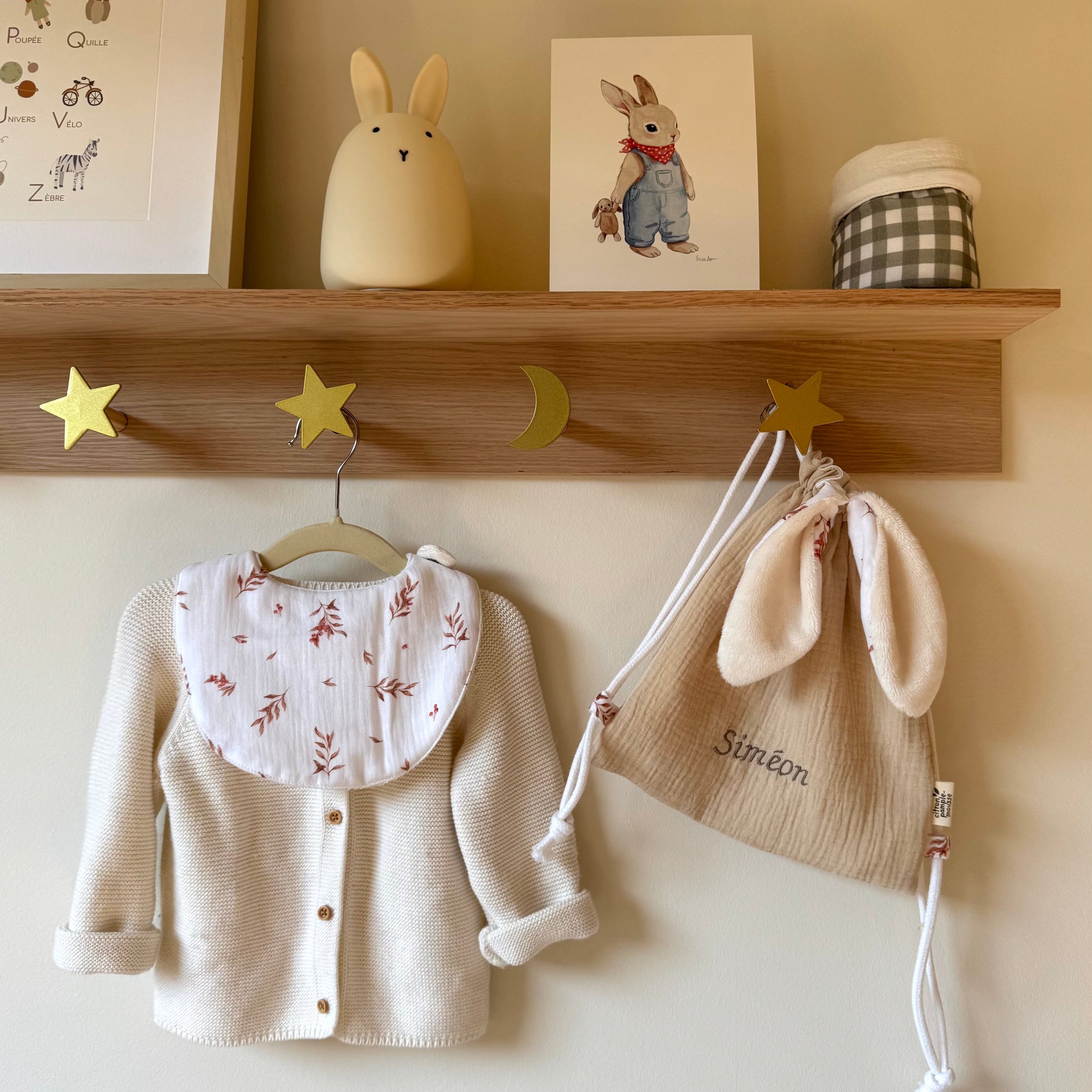 bavoir col rond bébé pour biberon double gaze cadeau naissance