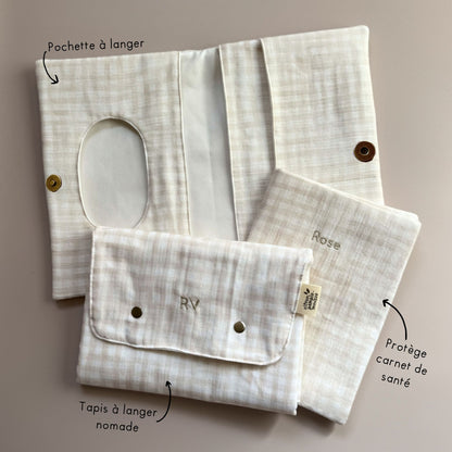 cadeau de naissance bébé kit nomade change bébé double gaze