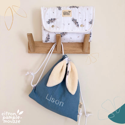 Sac à dos lapin personnalisé sur mesure - Taille S (1-3ans)