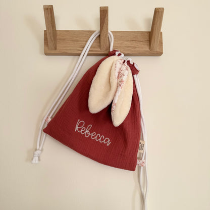 Sac à dos lapin personnalisé sur mesure - Taille S (1-3ans)
