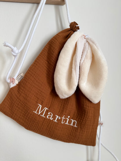 Sac à dos lapin personnalisé sur mesure - Taille S (1-3ans)