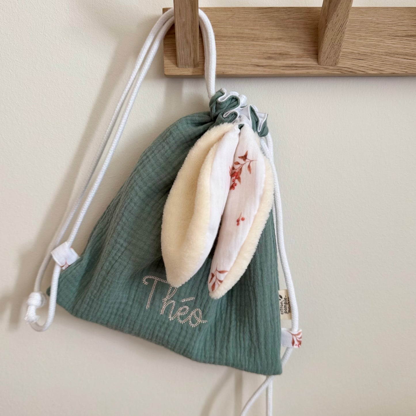 Sac à dos lapin personnalisé sur mesure - Taille S (1-3ans)