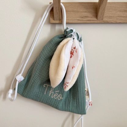 Sac à dos lapin personnalisé sur mesure - Taille S (1-3ans)