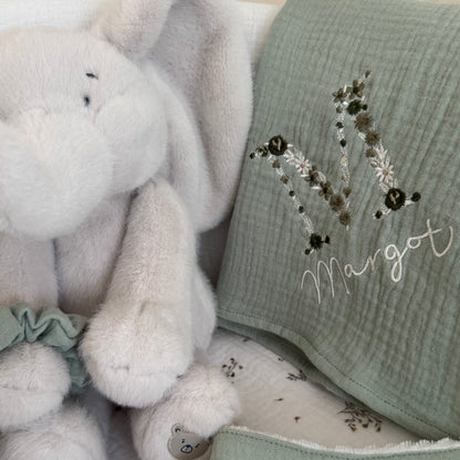 Le maxi-lange brodé Lettre