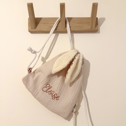 Sac à dos lapin personnalisé sur mesure - Taille S (1-3ans)