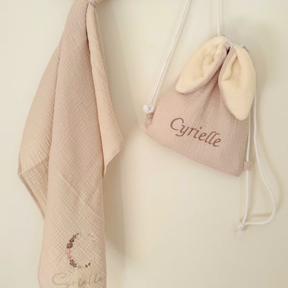 Sac à dos lapin personnalisé sur mesure - Taille S (1-3ans)
