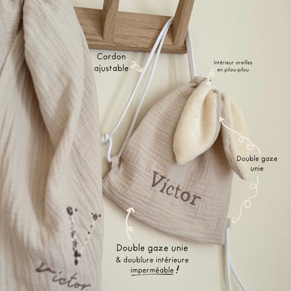 Sac à dos lapin personnalisé sur mesure - Taille S (1-3ans)