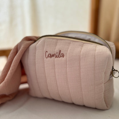 Trousse toilette bébé fille rose prénom 